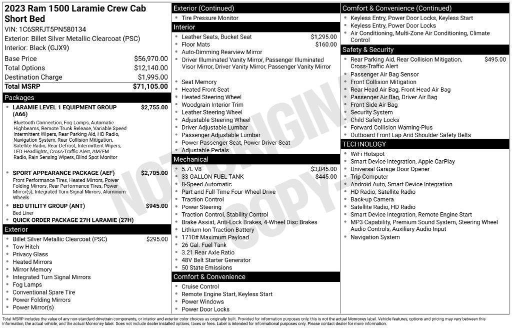 2023 RAM 1500 Laramie Crew Cab 4x4 5'7' Box