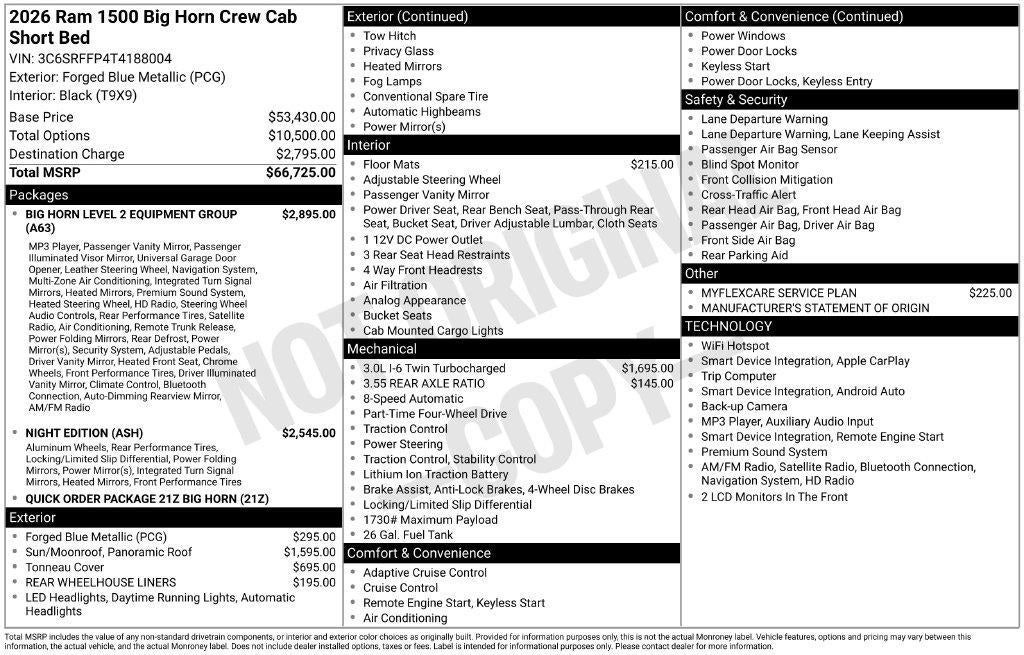 2026 RAM 1500 Big Horn Crew Cab 4x4 5'7' Box