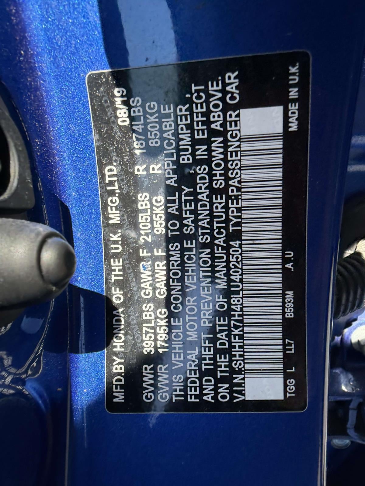 2020 Honda Civic Hatchback Sport